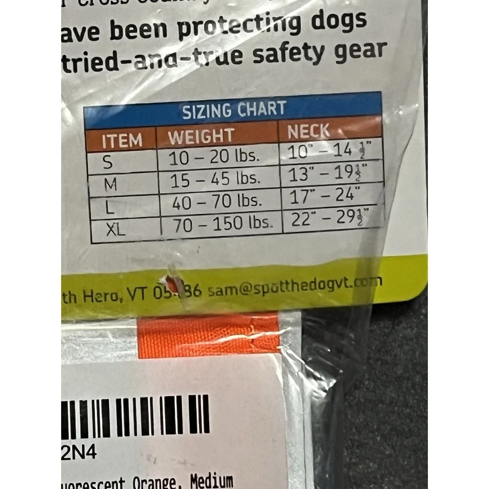 New Orange Spot The Dog Reflective & Protective Dog Collar Size Medium 15-45 Lbs